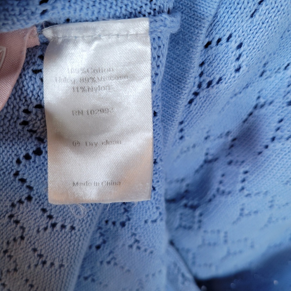 Derek Lam Collective Women Midi Dress Crochet Knit Button Size Small Blue - Picture 5 of 9
